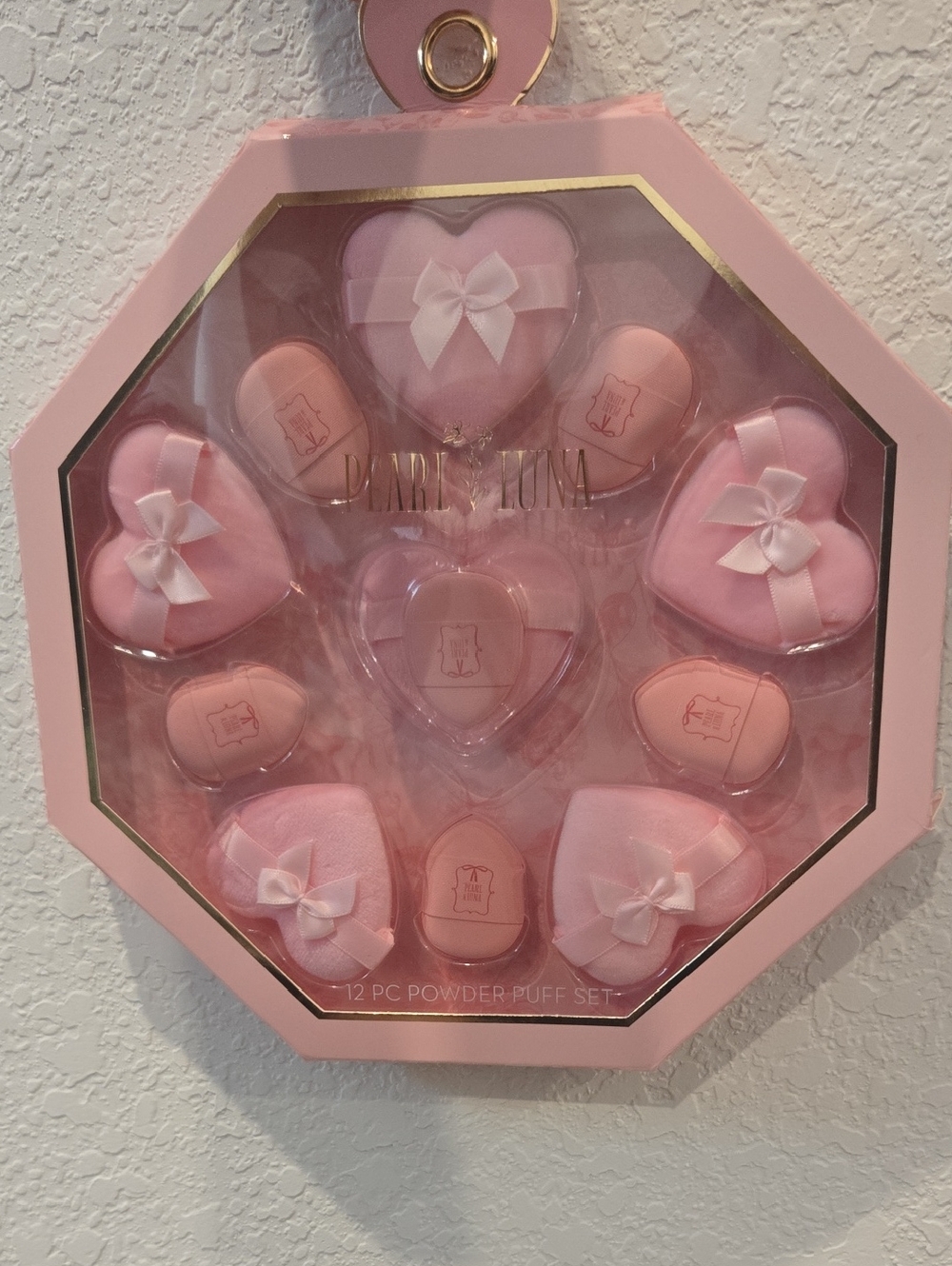 Pink Heart Powder Puff Set -‎ 12 Pc